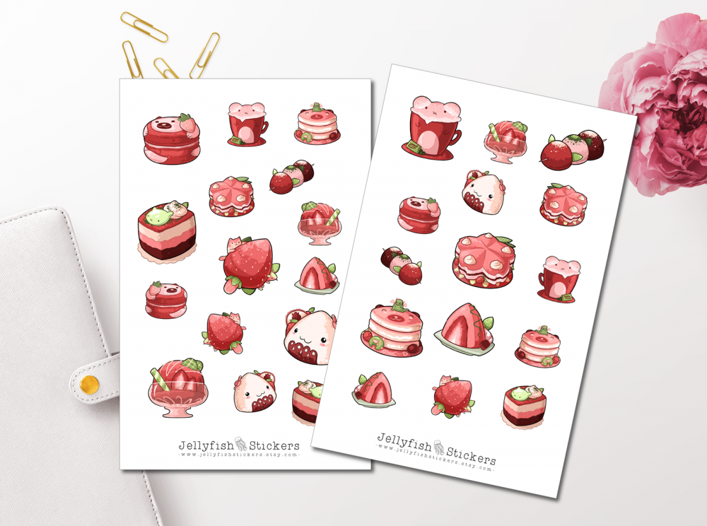 Strawberry Desserts Sticker Set